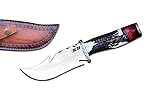 'NovaHaven Jagdmesser aus rostfreiem Stahl mit Darmhaken, 10-Zoll Vollerl-Klinge, Griff aus Hirschhorn, 5-Zoll Klingenlänge, Ideal für Outdoor, Camping und Jagd'