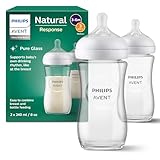 Philips Avent Babyflasche Natural Response aus Glas - 120 ml Babyflasche, BPA-frei für neugeborene Babys ab 0 Monaten (Modell SCY930/01)