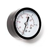 Wiltec Druckanzeige für Druckbehälter, 54 x 49 x 55 mm, Manometer axial DN8 (1/4') 12,9 mm, 0-10 bar (0-140 PSI), Durchmesser 50 mm, für Hauswasserwerk, Membranpumpe