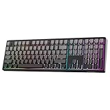 EPOMAKER TH108 Full-Size Mechanische Tastatur, Gaming-Tastatur Kabellos mit 8000mAh-Akku, Creamy Gasket, 108 Tasten, Hot Swap, Custom Driver, RGB-Beleuchtung (Schwarz, Sea Salt Silent)