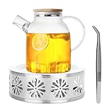 FYting Stövchen Für Teekanne,Tee Stövchen,Stöfchen,Edelstahl Heizgerät Mit Kerzensockel Für Teekessel, Kaffee Und Milcherwärmung Für Halloween, Weihnachten, Geburtstage (Silber)
