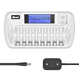 BONAI Akku Ladegerät 9 Slot LCD Batterieladegerät Universal Akkuladegerät Intelligentes Battery Charger mit Entladungsfunktion für AA/AAA/9V Block NI-MH NI-CD Wiederaufladbare Batterien