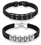 MY LUXERY Persaonalisiertes Vatertagsgeschenk für Papa Opa Armband Herren Personalisiertes Lederarmband mit Name Geschenk für Männer 3 Namen