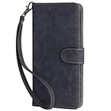 Bnvdfre Echtleder Handyhülle für Motorola Edge 50 Fusion Hülle [Echtes Leder] [Kartenfach] [RFID Schutz] [Standfunktion] Handytasche Lederhülle Flip Cover für Motorola Moto Edge 50 Fusion - Schwarz