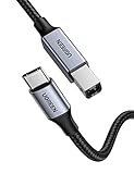 UGREEN USB C Druckerkabel USB B auf USB C Kabel Scannerkabel mit Nylonkabel und Aluminiumstecker kompatibel mit iPhone 15 Serie MacBook Matebook Canon Epson Drucker DAC MIDI Tastatur usw (Silber 1m)