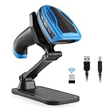 JRHC Barcode Scanner Wireless, Wiederaufladbare 1D Laser Barcode Scanner, Handheld Barcode Scanner Vielseitig 2 in 1 2.4Ghz Wireless und USB 2.0 Verdrahtet