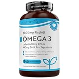 Omega 3 Kapseln hochdosiert 240-2000mg Fischöl Kapseln mit 660mg EPA & 440mg DHA pro Portion - Omega 3 Öl, Reines Fischöl aus nachhaltiger Fischerei - Nutravita