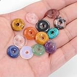 VIXDA 10 STÜCKE Natürlicher runder Stein Donut Anhänger 15 MM Aventurin Amethyst Quartzs Hohlloch Charms Schmuckherstellung