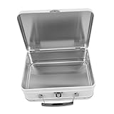 EPIGEIST Vintage Metall Lunchbox mit Schloss und Scharnierdeckel Weiße Brotdose aus Blech Tragbarer Erwachsenendosenbehälter für Schule Arbeit Picknick und Wandern