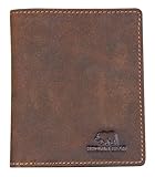 BROWN BEAR Geldbörse klein Leder Braun Vintage RFID-Schutz mit Münzfach - Echtleder Portemonnaie extra flach für Herren & Damen - Mini Geldbeutel für mindestens 8 Karten - BB Slim Wallet SLCP 8005 HBR