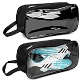 Linkidea Fußballschuhtasche, tragbare Stollen-Aufbewahrungstasche, Sportschuhtasche, passend für Fußballschuhe, Größe 47, kompakte Fußballschuhe, Reisetasche mit atmungsaktivem Netzgewebe, Schwarz