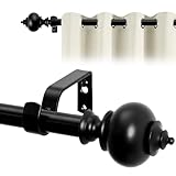 Deconovo Gardinenstange Spleißen Verstellbare 19mm Durchmesser Vorhangstange mit Halterung Ausziehbar Wohnzimmer Wandmontage für Scheibengardinen, 122-213 cm, Schwarz Matt, 1 Stück