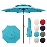 AckMizz Terrassenschirm für den Außenbereich, 22,9 cm, wasserfest, UV-Schutz, Sombrillas de Patio mit Druckknopf, Neigung und Kurbel, Sonnenschirm für Pool, Veranda, Garten, Deck, Hinterhof