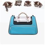 Katzentransporttasche Faltbar und Atmungsaktiv Katzenbox Transportbox ， für Reisen im Flugzeug, Auto oder Zug Transporttasche Hund für Katzen Kleiner Hund Welpe,Blue