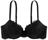 Dorina Spitze Lace BH, 3/4-Schale Demi Damen Comfort leicht gepolsterter Bügel-BH, Lianne D17163A, Schwarz ,95C