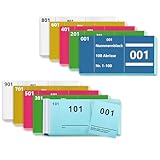 10 Büche Doppelnummern 1-1000 Nummern Zahlen 5 Farben 5X10cm Nummernblock Nummernblöcke Tombola Nummernblock Papier Lose Tombola Nummerierte Abrisse Doppelnummernblock Blau Grün Rosa Gelb Weiß