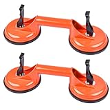 Saugheber (2er Set) Glassauger Saugheber Fliesen Vakuumheber Starker Saugnapf 80kg Tragkraft Verdickte Alu-legierung Suction Cup Glasheber für den Transport von Fliesen, Laminat, Glas, Möbel Orange