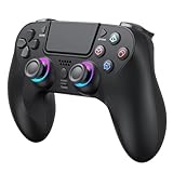 Wireless Controller für PS4, Game Controller Kompatibel mit PS4/Slim/Pro/PC, Gamepad Joystick mit RGB-LED/Dual Vibration/6 Achsen Gyro Sensor/950-mAH-Akku/Touchpanel/EXT/Audio Jack, Präzise Kontrolle