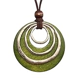 GelConnie Lederkordel-Halskette, mehrschichtiger Holzanhänger, Vintage-Schmuck, Boho, lange Pullover-Halskette für Damen und Herren, Leder, Kein Edelstein