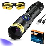 DARKBEAM Taschenlampe UV Lampe 365nm - Mini & leistungsstarke LED Ultraviolett Schwarzlicht Taschenlampen - Wiederaufladbare UV Lampe für AC-Leck, Harzaushärtung, Handheld Tierurindetektor