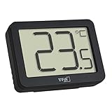 TFA Dostmann Digitales Thermometer, 30.1065.01, Temperaturkontrolle in Innenäumen, Max.-Min. Werte, schwarz, Temperaturstation, klein und kompakt