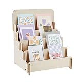 SUPERFINDINGS 4 Stöckiger Präsentationsständer Aus Holz Für Grußkarten Aufkleber Verkäufer Postkarten Organizer Einzelhandels Präsentationsständer Mehrzweck Broschürenhalter 26.5x28cm