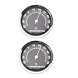 LT Easiyl 2 Stück Mini Auto Thermometer Rund 58mm Temperaturmesser Analog Mechanische Temperaturmesser für Auto Haus Büro Werkstatt Schwarz