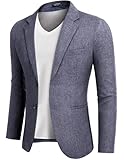 COOFANDY Sakko Herren Sportlich Business Anzugjacke Blazer Männer 2 Knöpfe Regular Fit Einfarbig Sakko Anzug Blau XXL