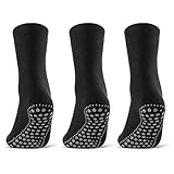3 oder 6 Paar ABS Socken Herren Damen Anti Rutsch Socken Baumwolle 8600 WP (3 Paar Schwarz 35-38)