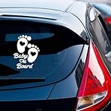 2 Stück Baby On Board Aufkleber – Lustiger Füße Design Autoaufkleber für Auto – Spaß Sticker für Fahrzeug(Weiß)
