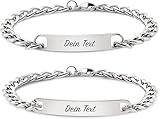 Partnerarmbänder mit Gravur | Personalisierte Armbänder mit individueller Wunschgravur | Armbänder mit Gravur| Namensarmband | Freundschaftsarmband Pärchen Armband (2 Armbänder) (1 Armband)