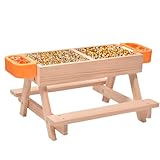 Zuasdvnk Hühner-Futterstation – Hühnerfutter-Futterspender | Bewässerungsset mit Holztisch, Geflügelfütterungsausrüstung, Haustierbedarf für Bauernhof, Küken, Ente, Wachtel, Vogel
