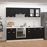 Refined Küchenzeile Küchenschrank Küchenblock Hängeschrank Herdumbauschrank Schubunterschrank 8-TLG. Küchenzeile Schwarz Holzwerkstoff
