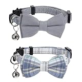 2 Stück Katzenhalsband Mit Bogen Halsband Katze Mit Fliege Hundehalsband Baumwolle Halsband Hund Hunde Halsband Verstellbare Hundehalsband Katzenhalsband Mit Sicherheitsverschluss Mit Glöckchen