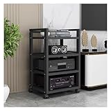 Audio-Eckregal aus Holz mit abnehmbaren Regalen, höhenverstellbar, für Heimbüro, Stereo-Regal, CD-Aufbewahrungsturm (Farbe: Braun, Größe: 50 x 40 x 79 cm)