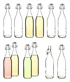 BigDean 6x Glasflaschen mit Bügelverschluss 1000ml - 1 Liter Bügelflasche zum Befüllen - Made in Germany - Bügelglasflaschen Likörflaschen