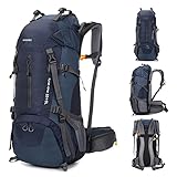 OCCIENTEC Wanderrucksack 50L,Herren Damen Wasserdichter Rucksack Trekkingrucksack 60L Reiserucksack Mit Regenabdeckung Für Wandern,Bergsteigen und Outdoor Sport (Dunkelblau3, 55+5)