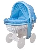 Waldin Baby Stubenwagen-Set mit Ausstattung, XXL, Bollerwagen, komplett, 24 Modelle wählbar, Gestell/Räder weiß lackiert, Stoffe kariert