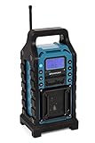 BLAUPUNKT BSR 10 Baustellen Radio mit Bluetooth und Akku, Baustellen Radio mit UKW PLL Radio, USB, SD, AUX-IN, stoßfest, spritzwassergeschützt und robustem Gehäuse, Blau