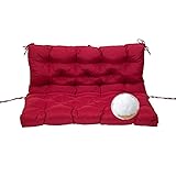 Hollywoodschaukelkissen, waschbar, mit Rückenlehne und Bändern, Ersatz für 2-, 3-Sitzer, Terrassenmöbel, 119,9 x 101,6 cm, Hellgrau, Komfort und Stil