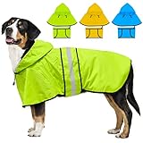 Weesiber Reflektierender wasserdichter Hunde-Regenmantel – verstellbare Haustierjacke, leichter Hunde-Slicker-Poncho mit Kapuze für kleine bis sehr große Hunde und Welpen (L, Grün)
