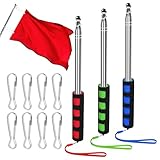 3 Stück Teleskop Fahnenstange, Teleskop Fahnenmast Set, 2M Handheld Fahnenstange Fahnenmast mit 8 Stücke, Edelstahl Fahnenmast Tragbarer, Fahnenstange Ausziehbar für Reise Camping Reiseleiter Lehrer