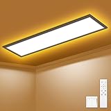 SNADER LED Deckenleuchte Dimmbar - LED Panel 100x25cm, 36W 3600LM Deckenlampe mit Fernbedienung 3000K-6500K - Nachtlicht Warm - Deckenleuchte Flach für Schlafzimmer Kinderzimmer Wohnzimme Küchenlampe