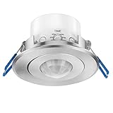 conecto Infrarot Bewegungsmelder Decke innen Einbau Unterputz 68mm Deckenmontage LED 360° Lichtsteuerung IP20 (1 Stück), silber aluminium