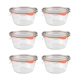Flaschenland - 6x WECK 290ml Sturzglas, Einmachglas Komplett-Set inkl. Deckel, Klammern und Gummidichtung | Ideal als Vorratsglas, Marmeladenglas, Konservenglas oder Dessertglas | Made in Germany