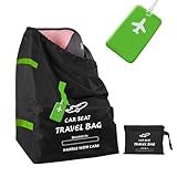 WanderGo Transporttasche Kindersitz Kinderwagen Schutzhülle Flugzeug für Kinderwagen Autositz Tasche Buggy Transporttasche für Babyschale, Kinderwagen, Car Seat Travel Bag mit grünem Gepäckanhänger