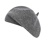 Qinfren Damen Baskenmütze, klassisch, einfarbig, gestrickt, warm, weich, für Winter und Herbst, blau, Einheitsgröße