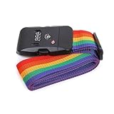 Beaupretty Verstellbarer Koffergurt mit Zahlenschloss Sicherer Gepäckgurt für Reisegepäck Rainbow Farbverlauf Passend für Verschiedene Koffergrößen Schutz vor Ungewolltem Öffnen