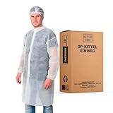 XARA – (Packung 10) Einwegkittel Schutzkittel Op Größe L (105 x 127cm) - TNT Polypropylen 35 gr - Einwegkittel mit Kontaktverschluss - Atmungsaktiv