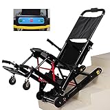 Elektrischer Treppenliftstuhl, zusammenklappbarer leichter Treppenrollstuhl Power Crawler Senioren-Treppenstuhl, elektrischer Handwagen-Treppensteiger, Aluminiumlegierung, Belastung 160 kg,Black
